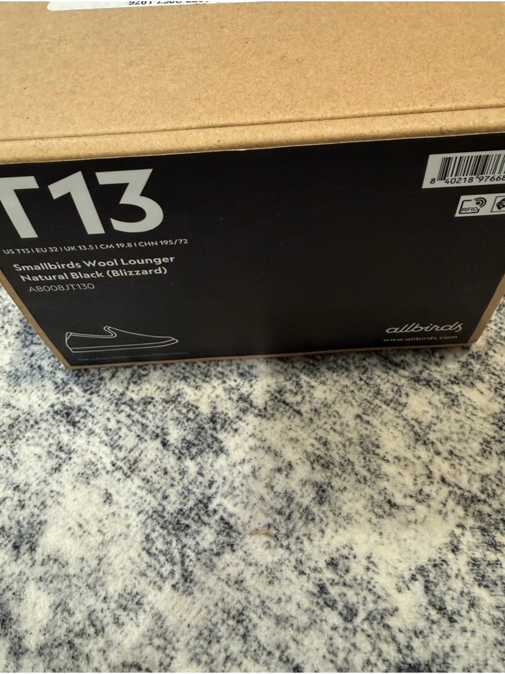 allbirds T13 Smallbirds Wool Lounger in Natural Black (new in box never opened!)